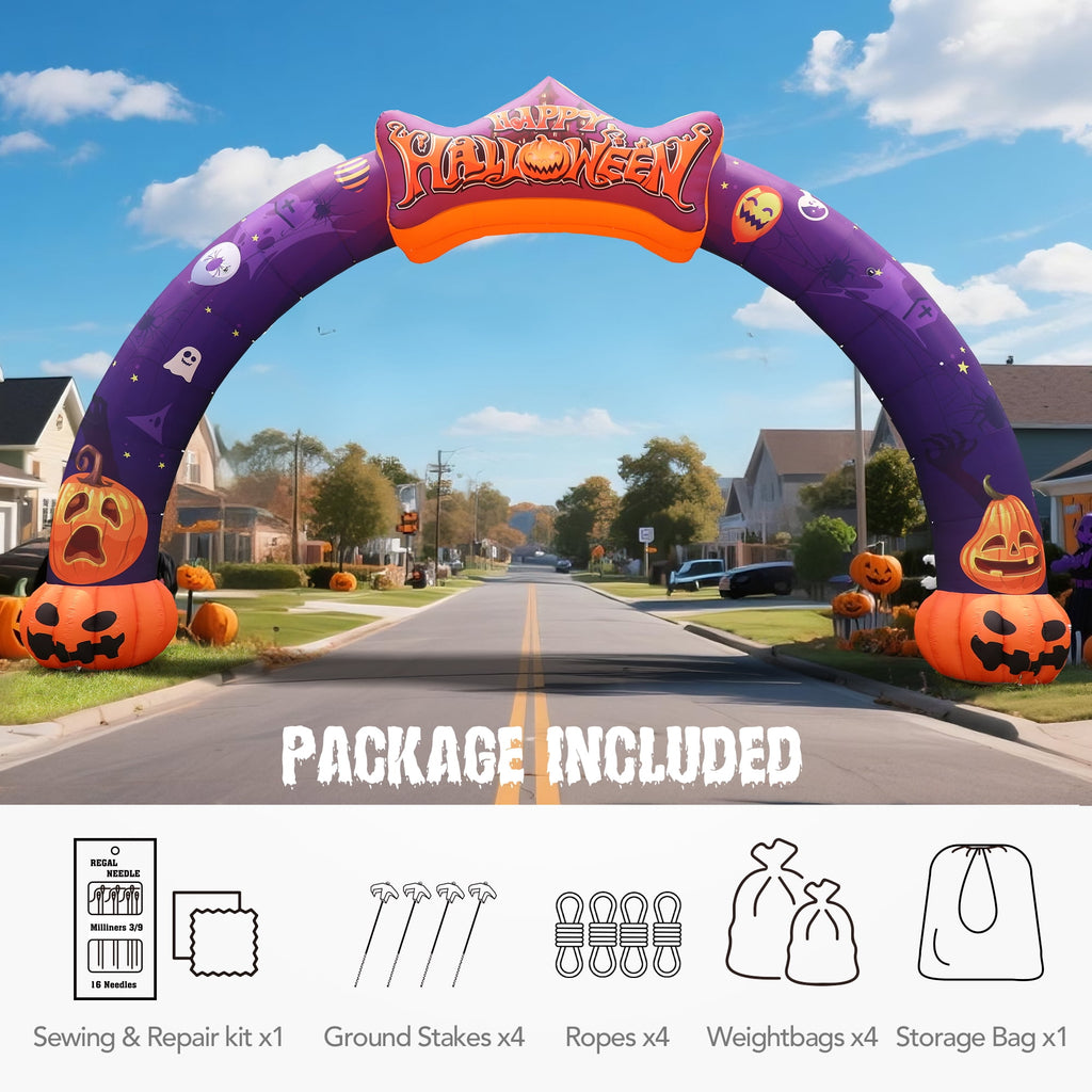 Wellcomer 27ft Halloween Giant Inflatable Pumpkin Arch with Built-in Blower - Halloween Outdoor Decor