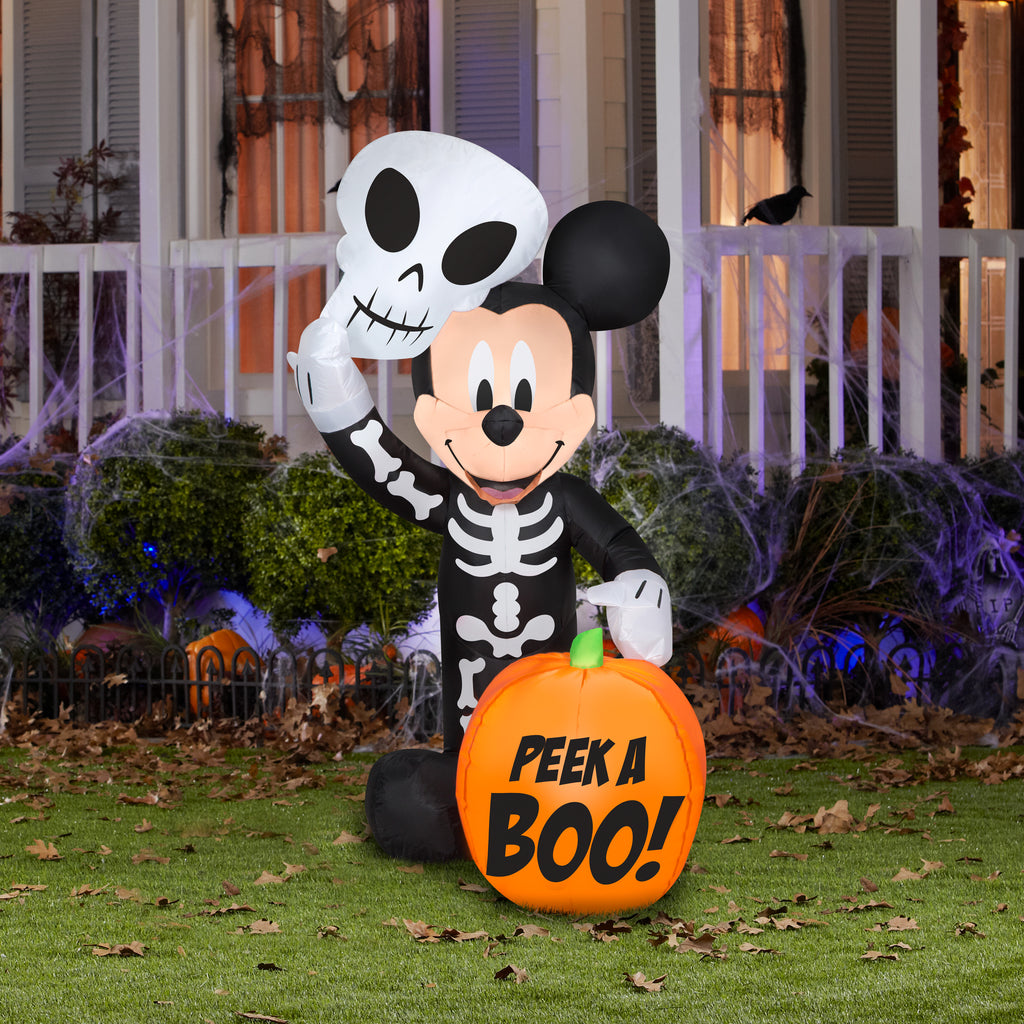 Airblown Inflatables 4FT Tall Halloween Inflatable Disney Mickey Mouse with Pumpkin