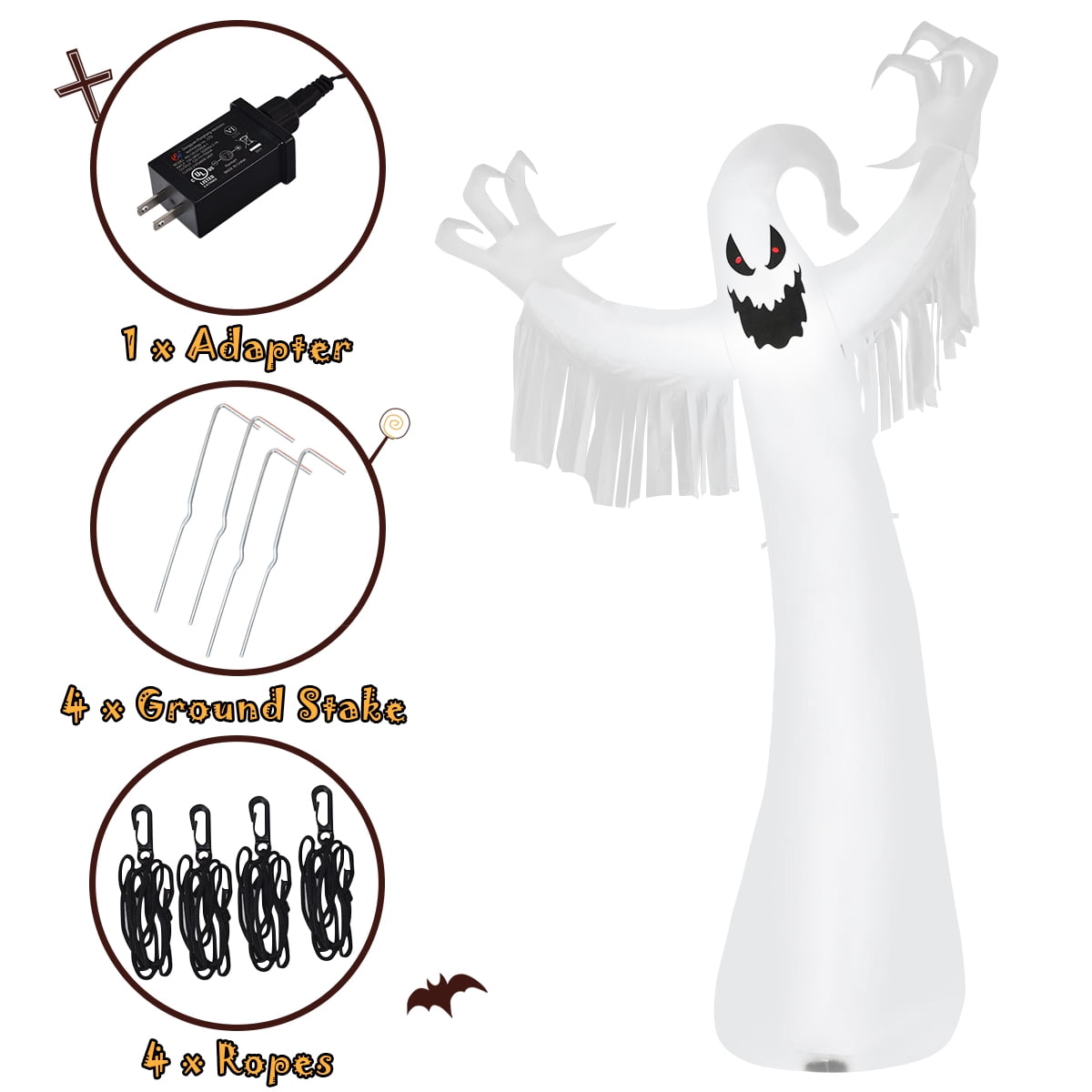 Topbuy Ghost Blow Up Halloween Outdoor Yard Inflatable, with LED Lights 12'