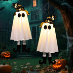 18In Set of 3 Halloween Hanging Ghosts,Halloween Decorations Outdoor Hanging Ghosts with Witch Hat,Glowing Ghost Witch Hat Lights Halloween Ghost Decor for Yard Patio Garden Tree Outside