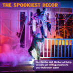 2 Pack 47 inch Halloween Decor Climbing Zombie Skeleton with Bloodstains,Halloween Hanging Decorations Indoor and Outdoor Yard Decorations