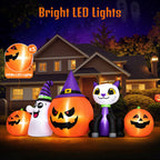 (2 pack) 8FT Halloween Inflatable Pumpkins Ghost Cat with Lights,Blow ups Outdoor Decorations for Yard