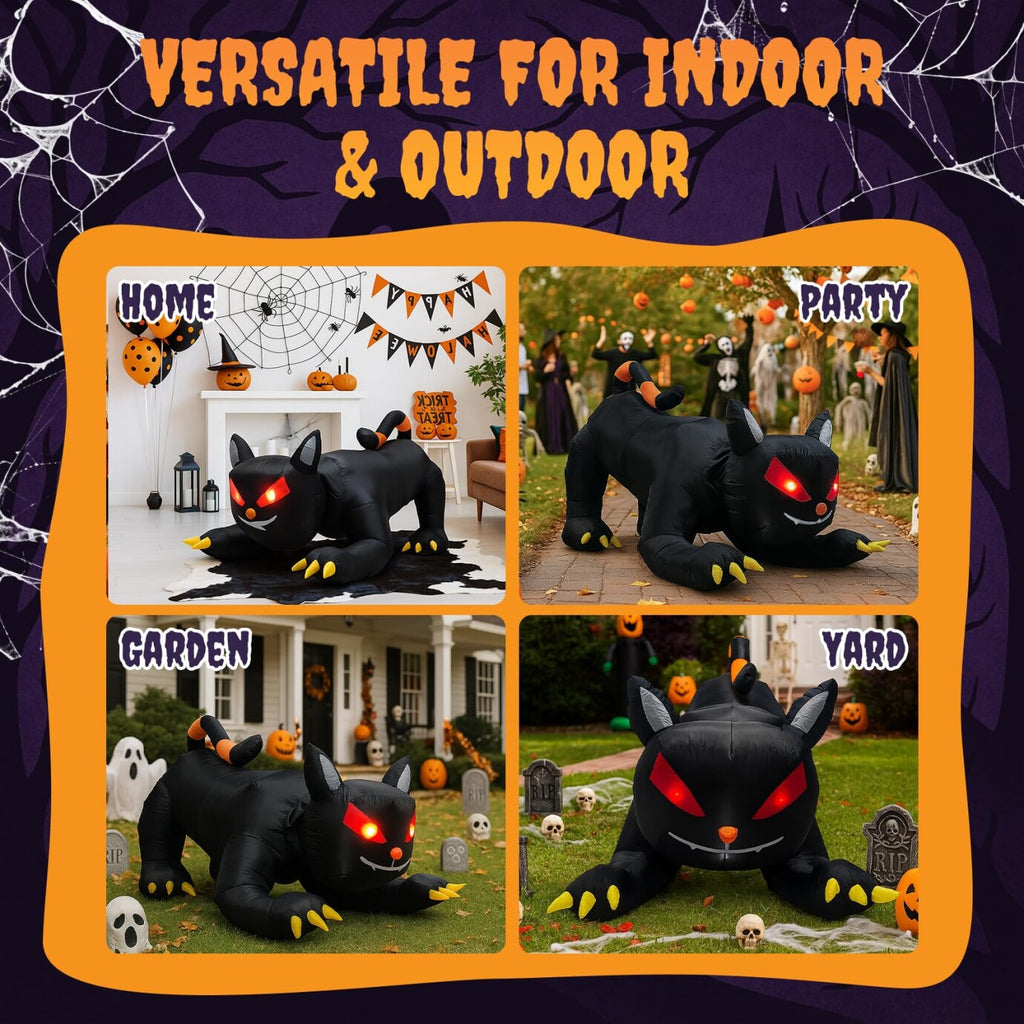 6.5FT Halloween Inflatable Black Cat, Blow Up Yard Decoration with Shakable Head & LED Lights, Large Halloween Decor for Yard, Party, Garden