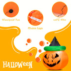 Patiojoy Halloween Decoration 4 Ft Blow-up Inflatable Pumpkin With Witch Hat LED Bulbs Yard