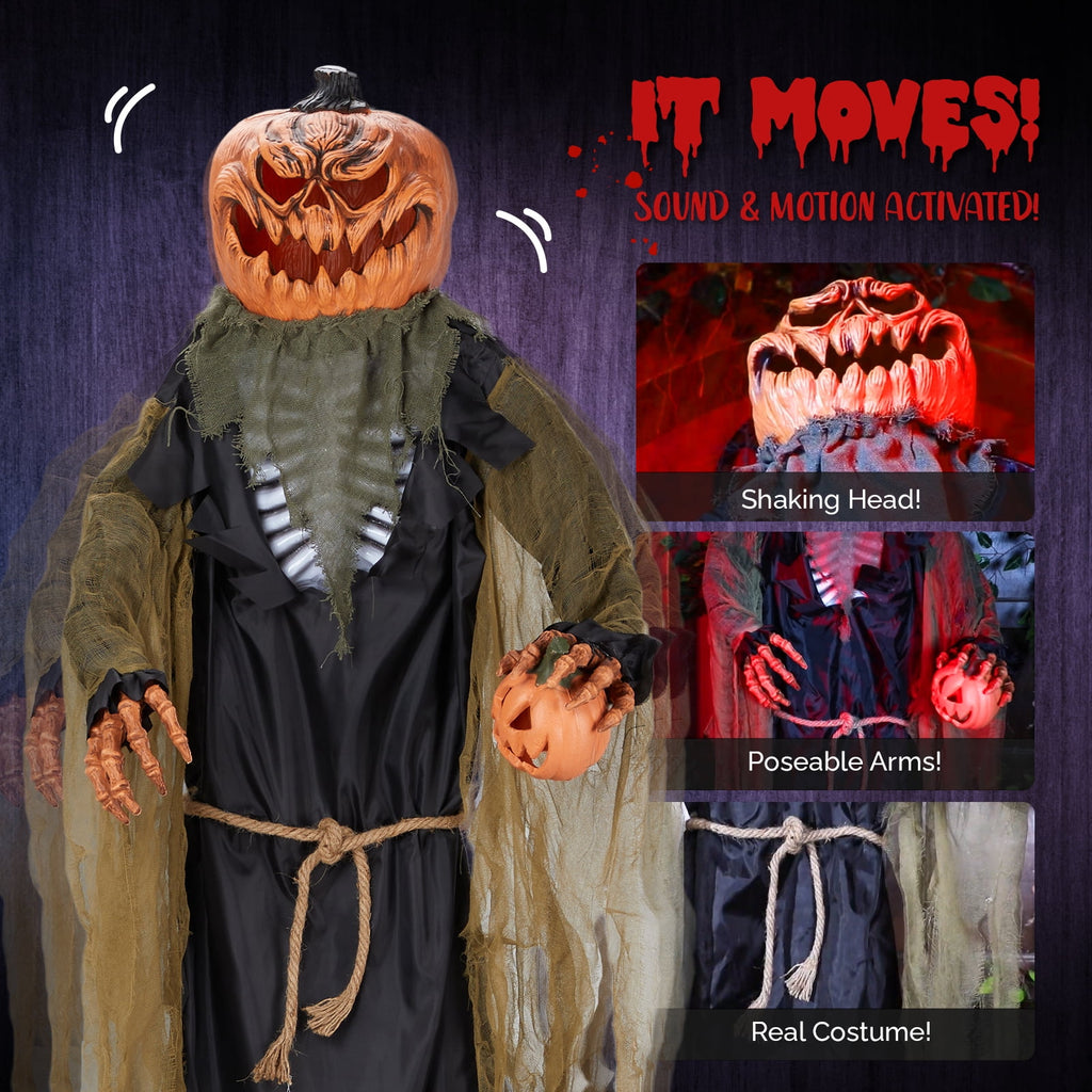 7FT Halloween Animatronic Standing Pumpkin Man The Sound Activated Halloween Prop