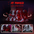 2.8ft Halloween Scary Yard Decorations, Twin Girls Halloween Standing Decoration, Animated Haunted House Halloween Party Prop Decoration, with Creepy Sounds, for Front Porch, Patio, Yard, Lawn, Garden