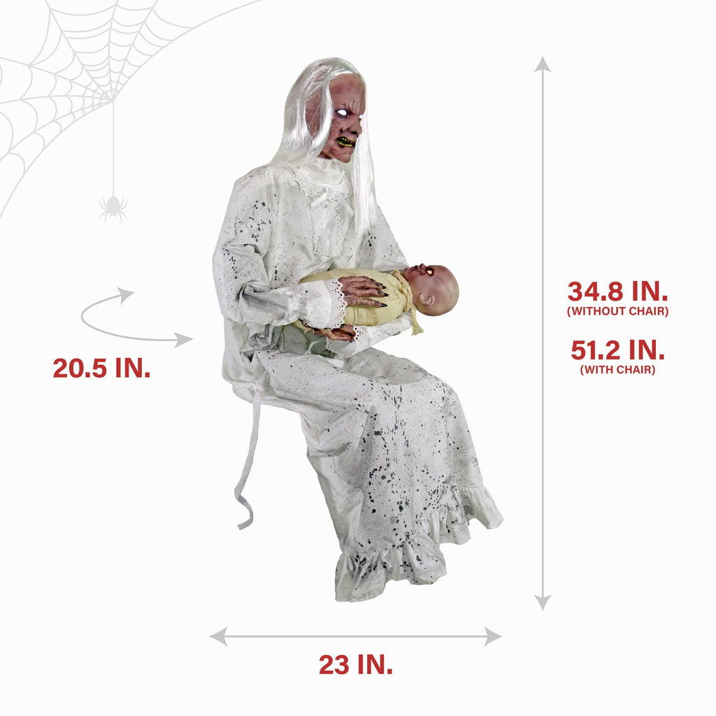 2.9 ft Animatronic Gravely Granny by Tekky Halloween Decoration with Motion-Activated Sounds, HHGRVLYGRNY-1FLSA