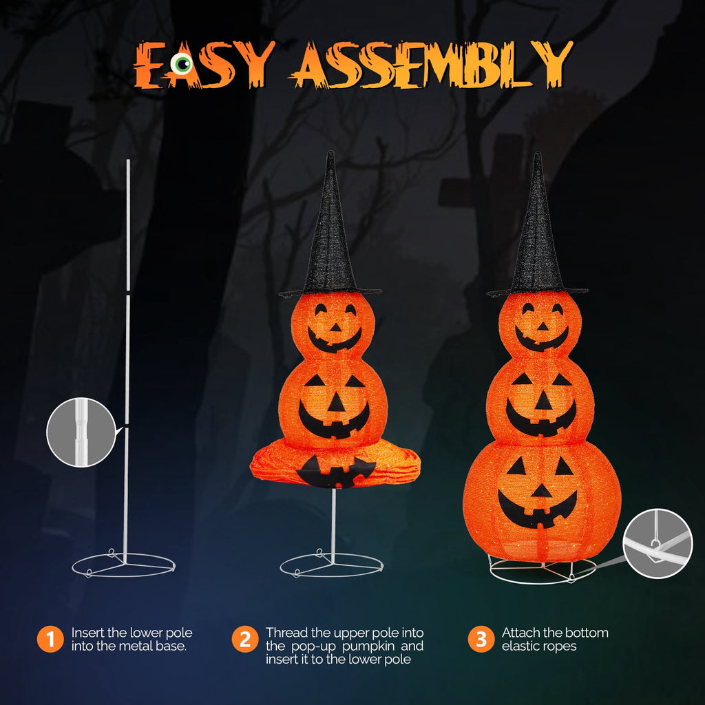 5'' Halloween Outdoor Decor, Halloween Pumpkins Lighted Pumpkins, Halloween Yard Decoration for Party