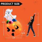 5ft Halloween Inflatables Light up Cute Ghost,Blow Up Ghost Lift Pumpkin Candy Bag with Build-in LEDs for Yard Decorations