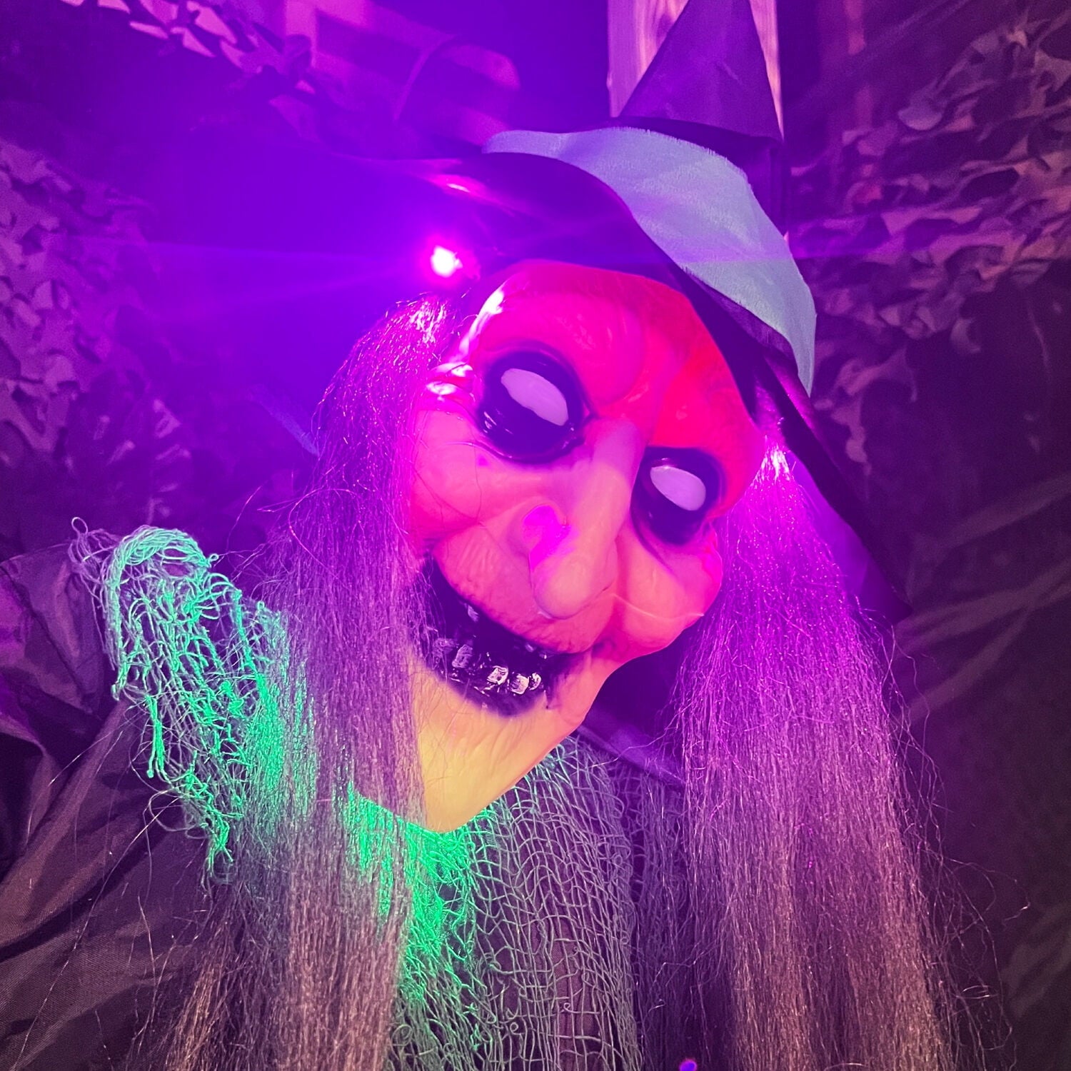 6 ft Touch-Activated Mounted Flying Witch Halloween Animatronic, HHWITCH-52FLS