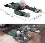 Halloween Animated Decorations, Outdoor Crawling Zombie with Horror Sound & Glowing Eyes, Zombie Ground breaker Ghost for Graveyard, Lawn, Haunted House Prop Decor