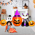 8ft Halloween Inflatable Pumpkins Outdoor Decor with Black Cat and Spectre,Built-in LED Lights,for Halloween Party,Yard,Garden,Lawn