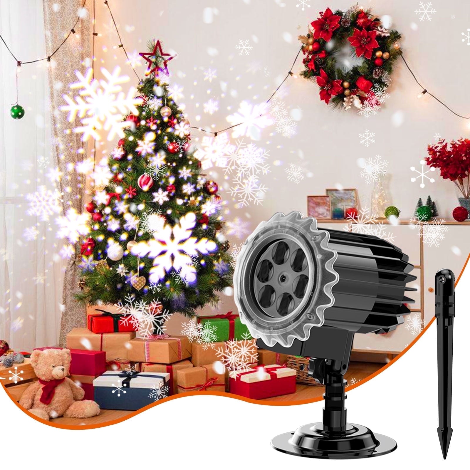 Outdoor high brightness snowflake projection light, holiday decoration ambient light, Christmas Halloween laser light, light show, waterproof function, indoor home, Christmas, wedding Mother's Day