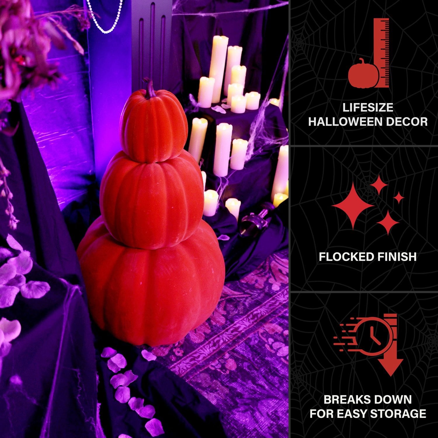 Pumpkin Stack Orange Halloween & Thanksgiving Décor with Stakes, 2.4-Ft