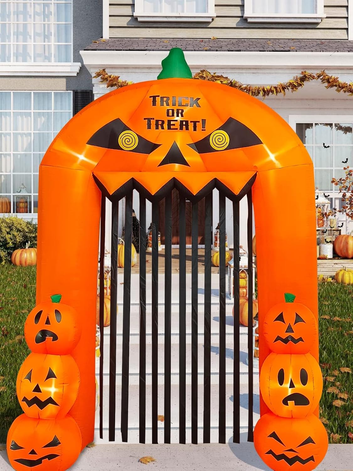 9.5ft Halloween Inflatable Pumpkin Arch with LED Lights - Outdoor/Indoor Yard Decoration for Halloween Party & Home