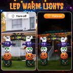 8.2' Halloween Inflatables Pumpkin Ghost Archway, Blow up Hallowee Decorations with Built-in LED Lights for Holiday