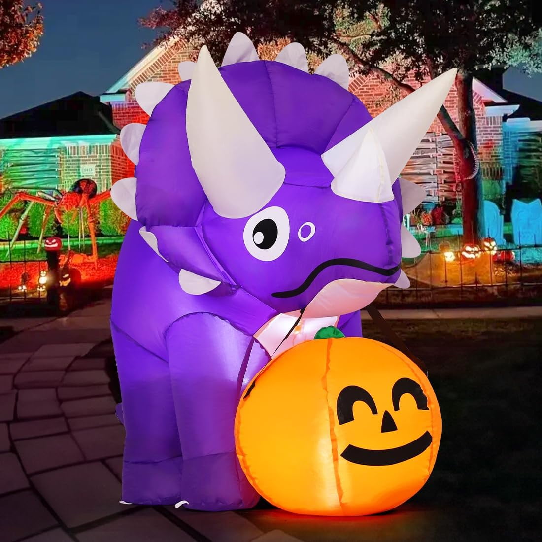Halloween Inflatable 5 FT Halloween Dinosaur Inflatable, Inflatable Halloween Dinosaur Halloween Dinosaur Decorations with LED Lights, Halloween Decorations Inflatables Clearance for Holiday