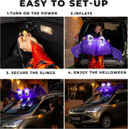Zone Tech 6 FT Inflatable Bat Car Trunk Decor with Built-in LEDs, Blow Up Decoration for Halloween (1-Pack)