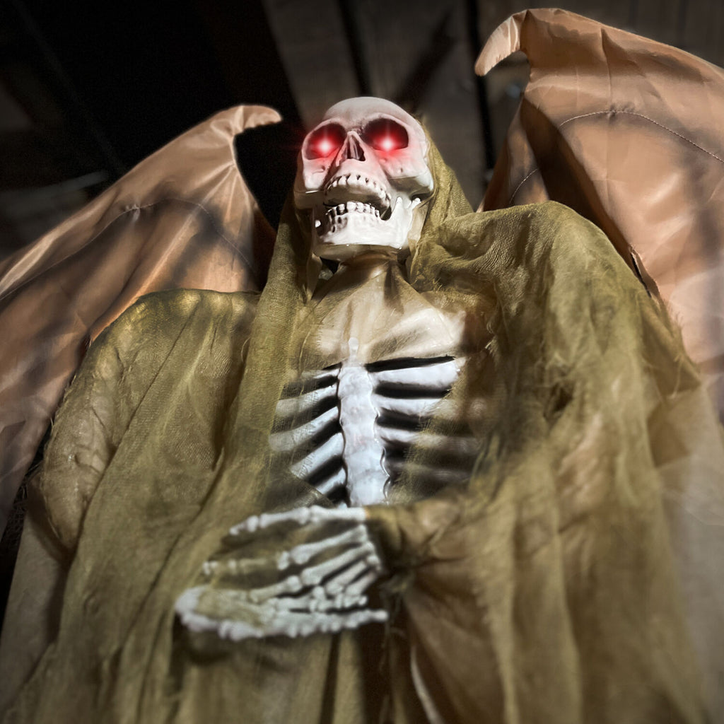 5.5 ft Life-size Animatronic Reaper with Wings, Halloween Decoration, HHWINGSKEL-4FLSA