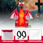 Costway 8 FT Halloween Inflatable Red Dragon with Wings & Skull Holiday Decoration Light