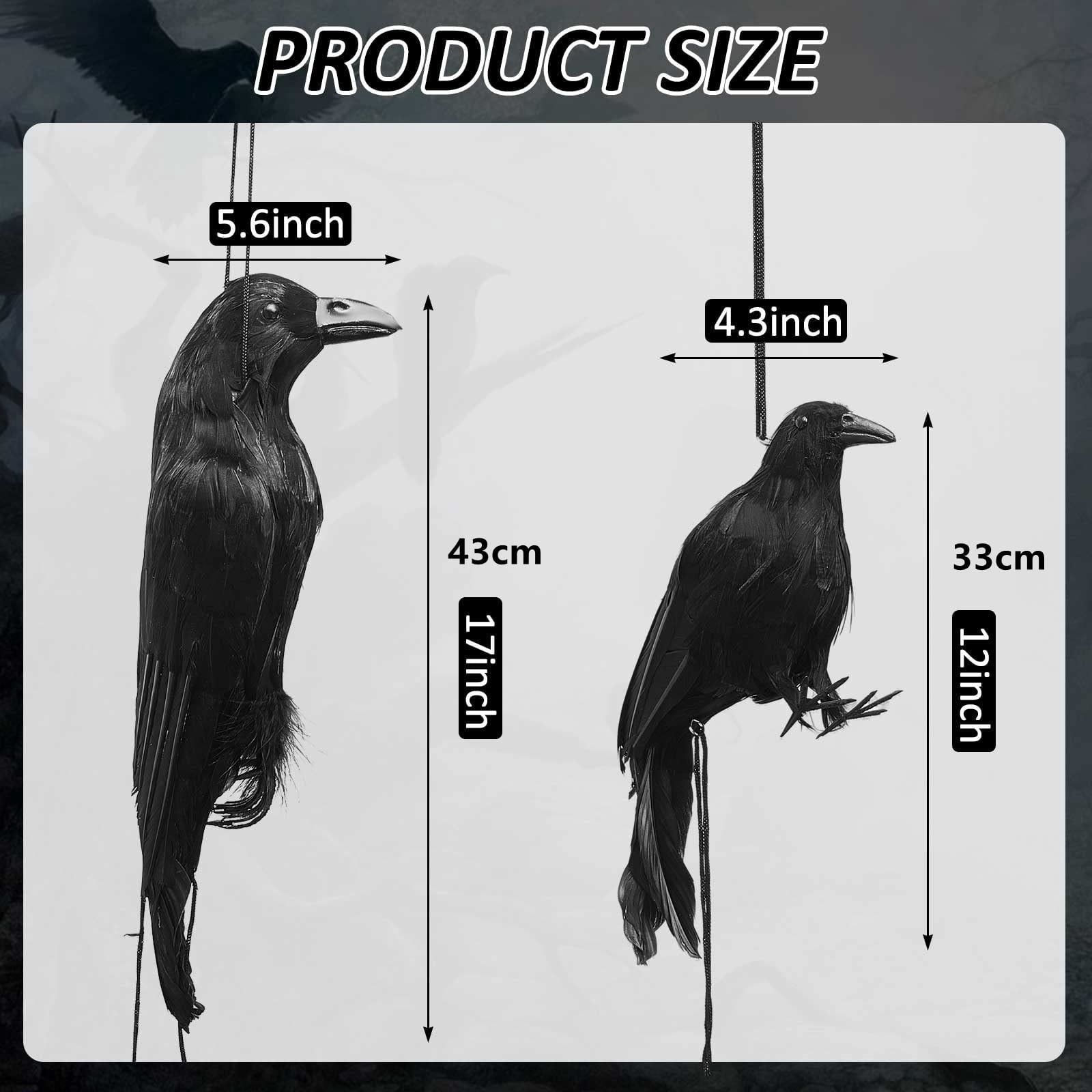 Halloween Realistic Hanging Dead Crows Decoy Fake Crows for Halloween Garden Tree Porch Terrify Decorations