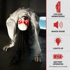 Lifesize 35" Animatronic Possessed Woman with Lights and Sound, Halloween Decoration,HHLADY-11FLSA