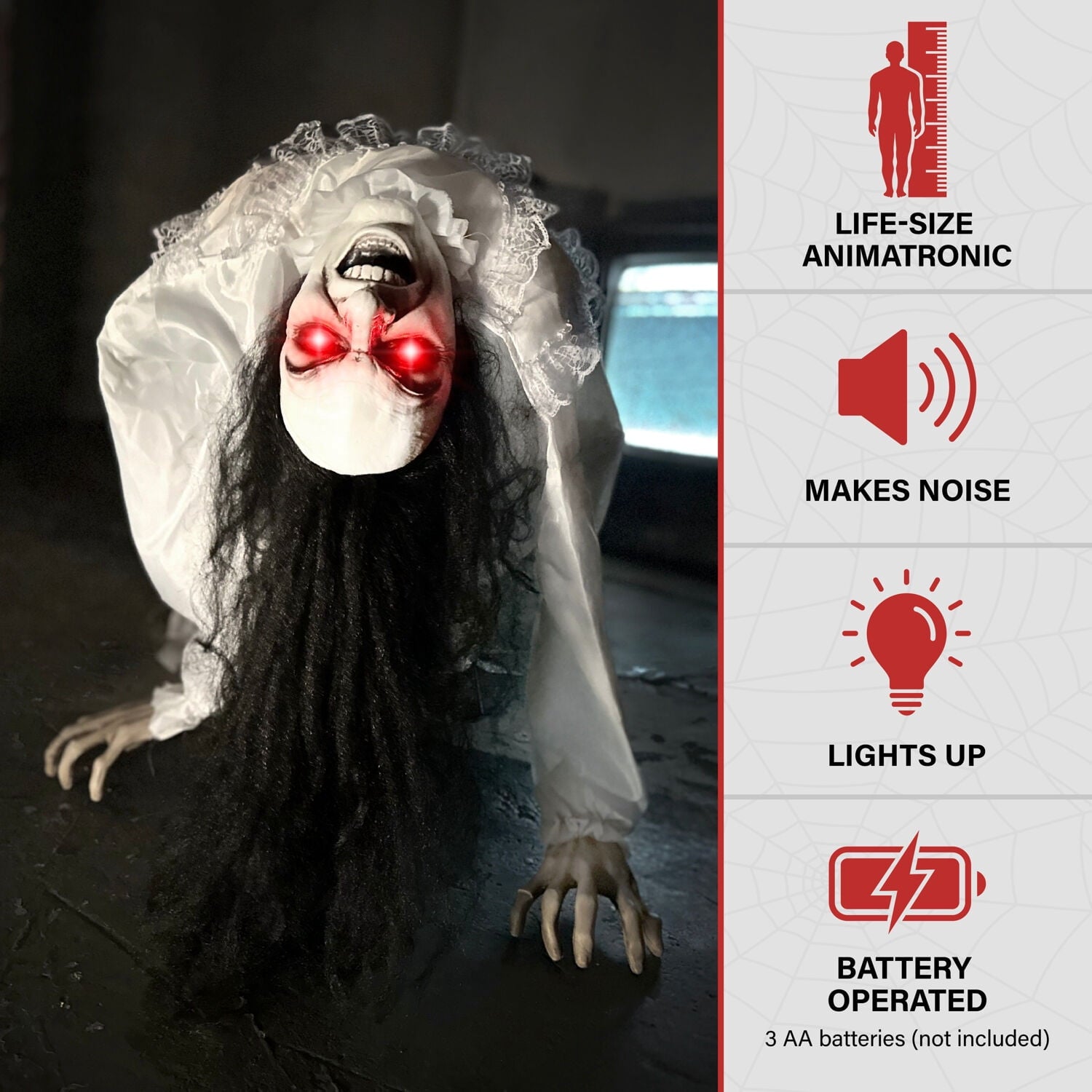 Lifesize 35" Animatronic Possessed Woman with Lights and Sound, Halloween Decoration,HHLADY-11FLSA