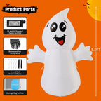 Halloween Inflatables 5 FT Halloween Ghost Inflatable with Built-in LEDs, Cute Halloween Inflatable Ghost Blow up Ghost Inflatable, Outdoor Halloween Decorations for Halloween Holiday Party