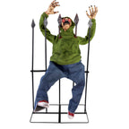 4.4 ft Voice-Sensor Impaled Zombie Halloween Animatronic, HHIMPZOMB-1FLSA