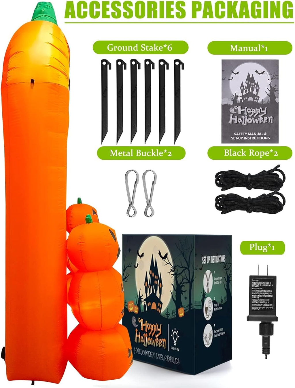 9.5ft Halloween Inflatable Pumpkin Arch with LED Lights - Outdoor/Indoor Yard Decoration for Halloween Party & Home