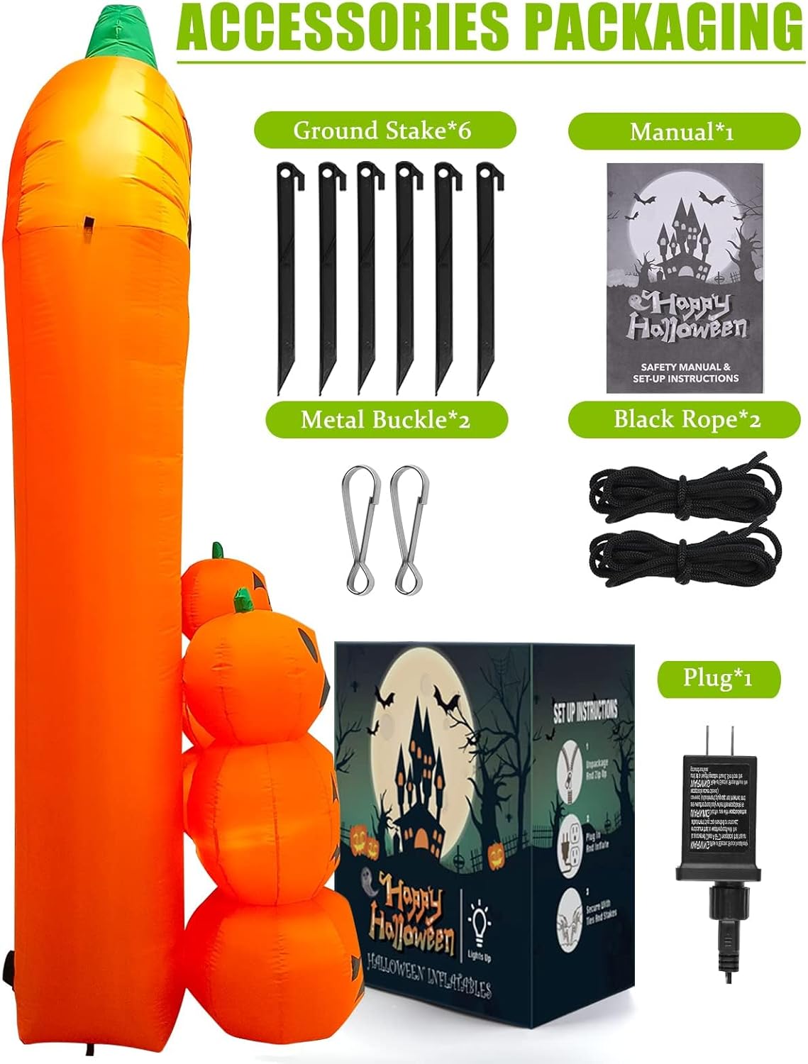 9.5ft Halloween Inflatable Pumpkin Arch with LED Lights - Outdoor/Indoor Yard Decoration for Halloween Party & Home