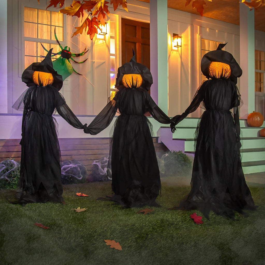 Evergreen Set of 3 LED Lighted Halloween Witch Stakes, 4' Tall for Garden Lawn or Patio