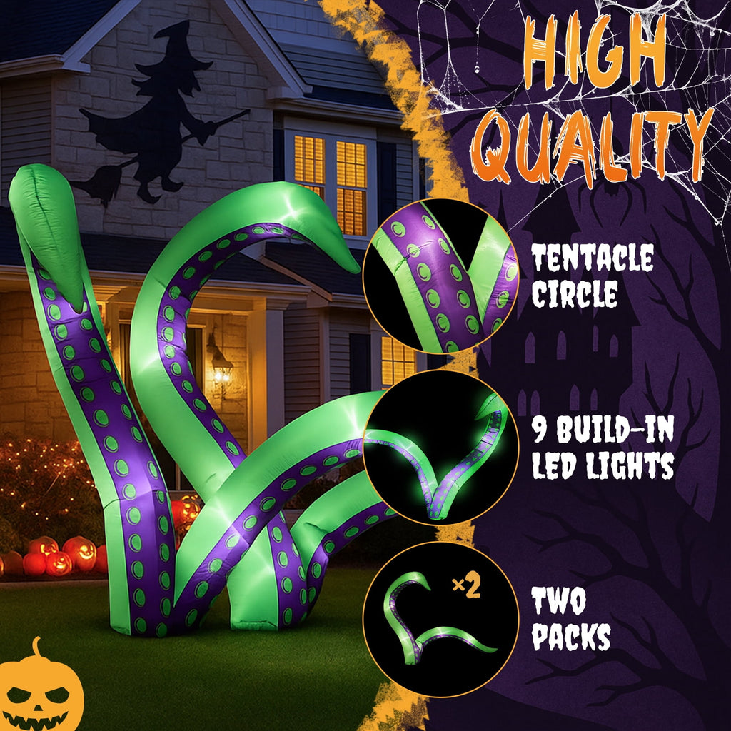 7 FT Halloween Inflatables Cape Octopus 2 Pack Giant Octopus Tentacles Halloween Decoration Outdoor