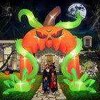 12FT Giant Halloween Pumpkin Arch Inflatable with LED Lights, Scary Blow-Up Decoration for Lawn, Garden, and Yard Holiday Party