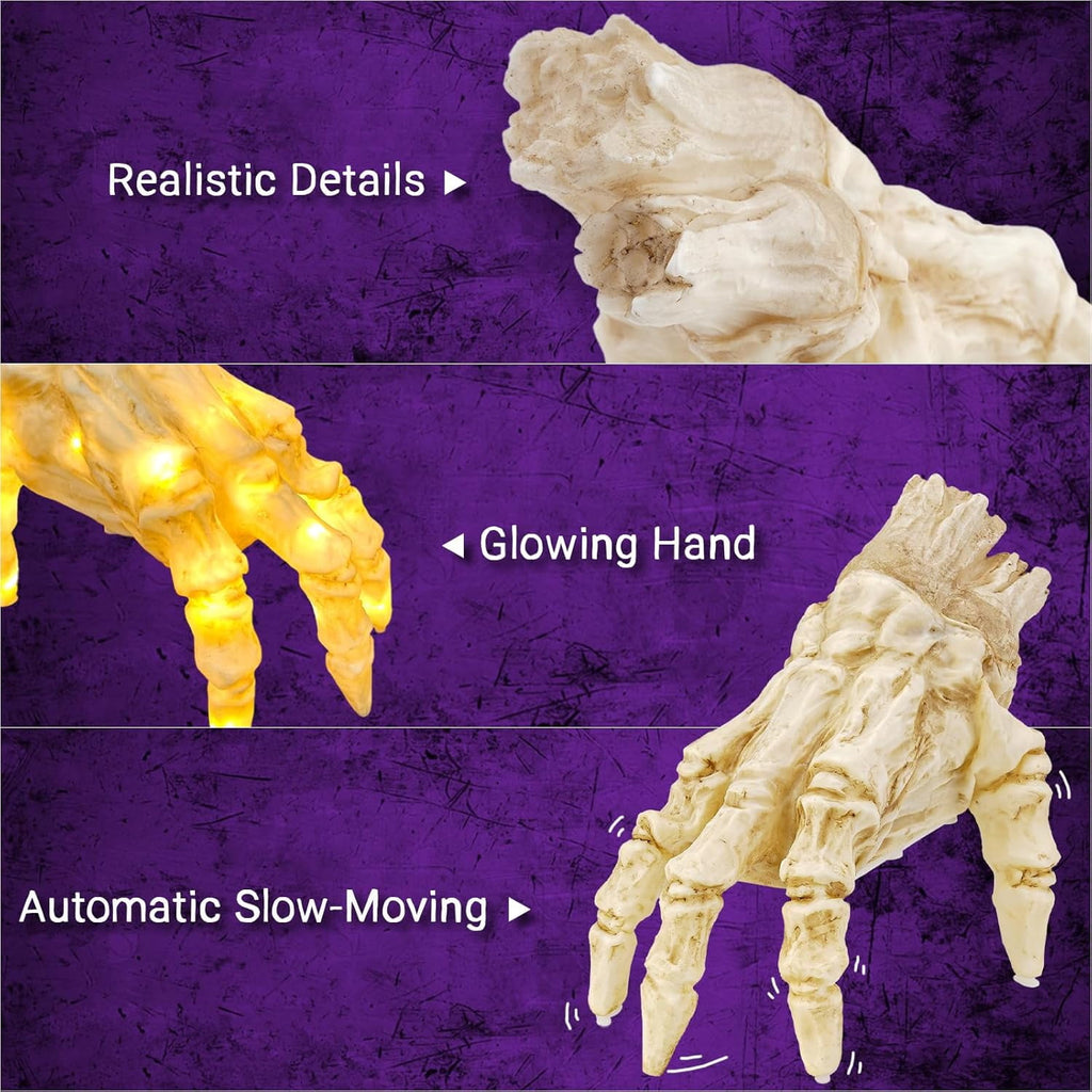 Halloween Animated Decoration, Sound-Activated Crawling Zombie Hand with Spooky Sound - Realistic Haunted House Prop