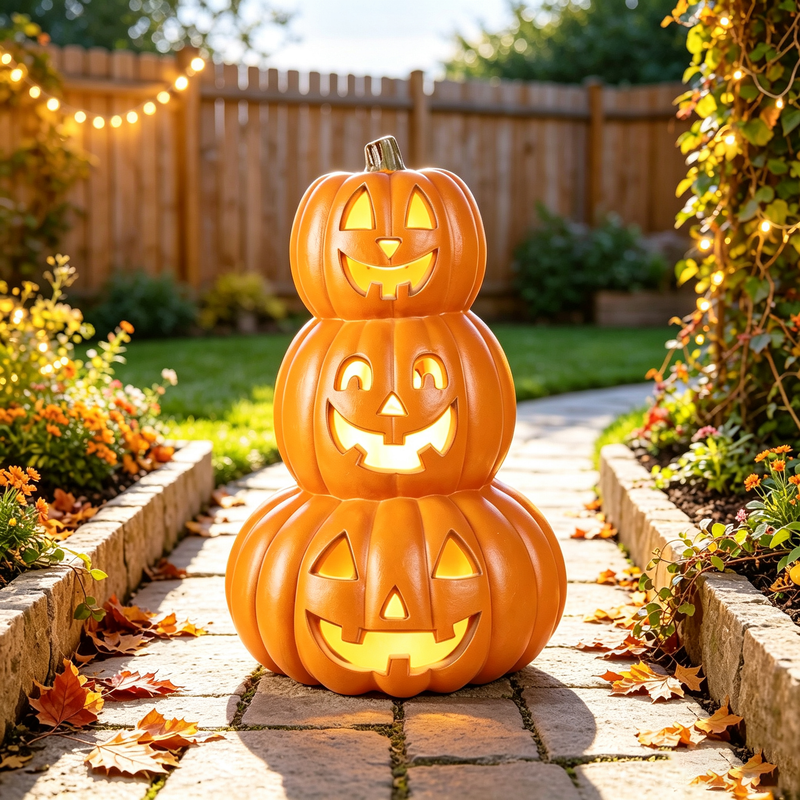 14 Inch Light Up Large Jack O Lantern - Halloween Pumpkin Decoration For Indoor/Outdoor
