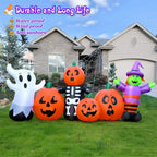8FT Length Halloween Inflatable Witch, Ghost, with Pumpkin Outdoor Decoration for Party Garden Lawn House Holiday Decor,Built-in LED Lights & Powerful Air Blower