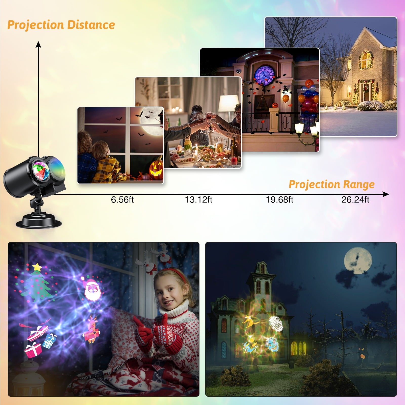 Outdoor HD projector light, remote control 16 switchable modes, Christmas Halloween celebrations, birthdays, weddings and parties, waterproof light show