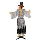 5 Ft. 8" Animated Head Turning Pumpkin Scarecrow Halloween Decoration