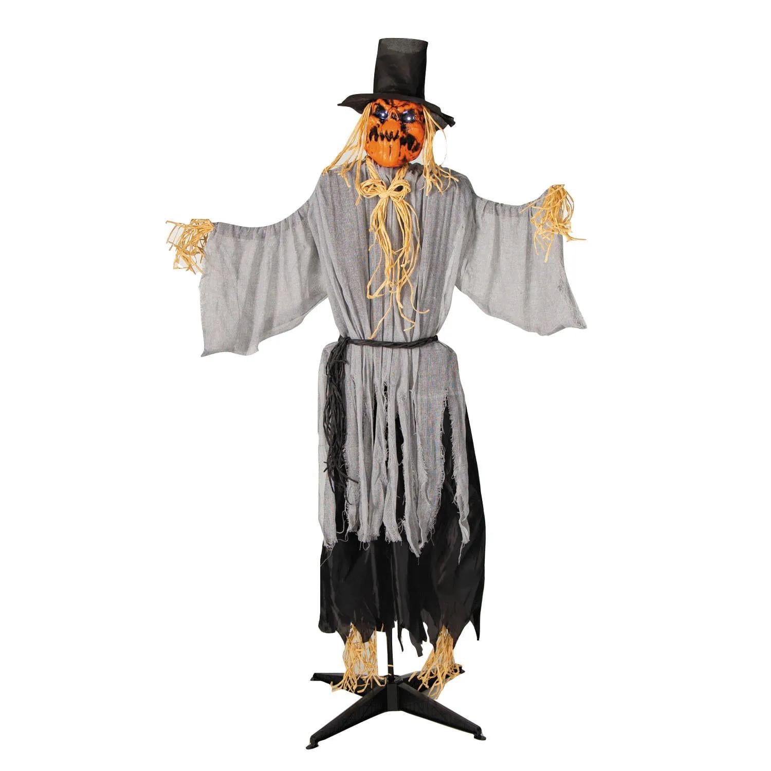 5 Ft. 8" Animated Head Turning Pumpkin Scarecrow Halloween Decoration