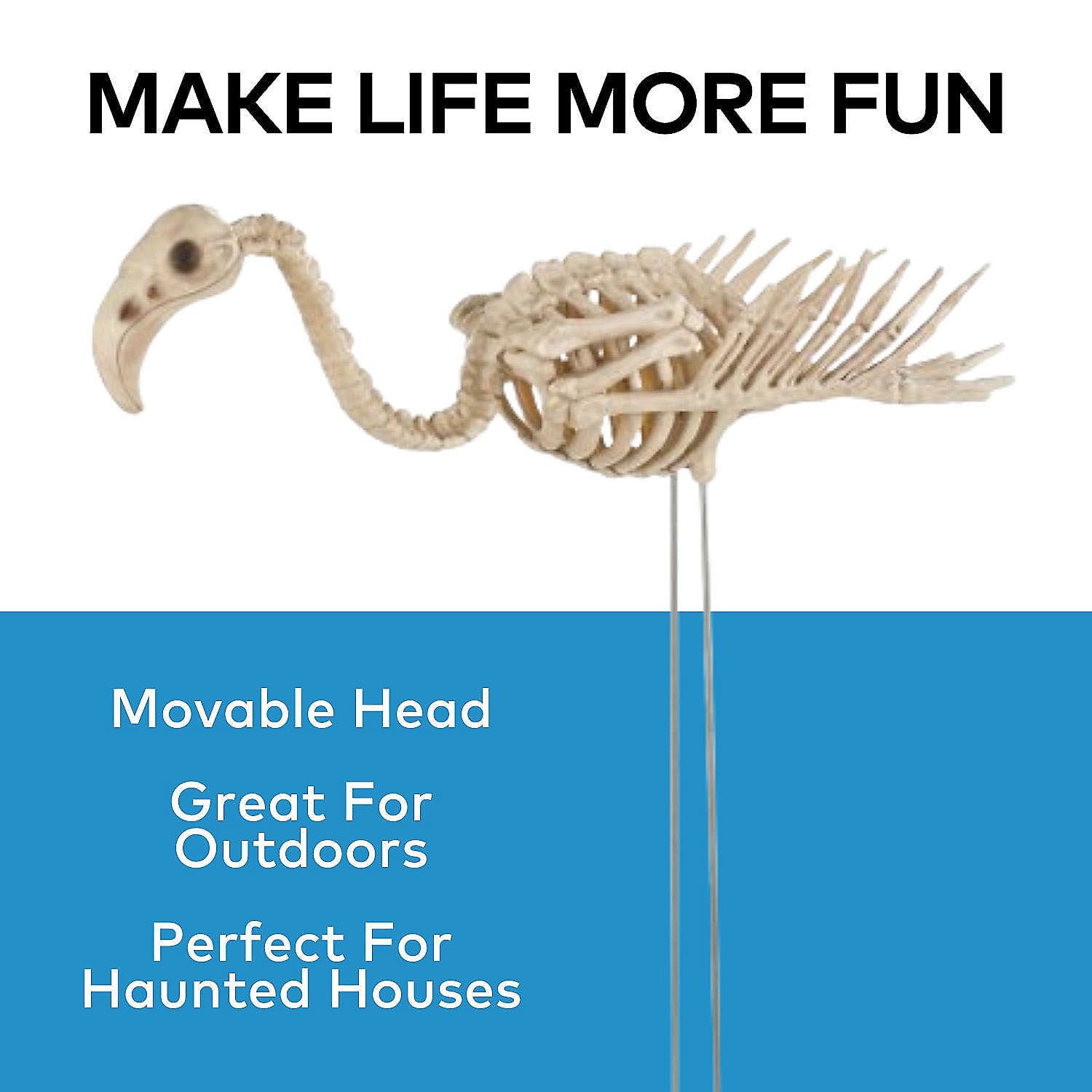 27" Flamingo Skeleton Halloween Decoration