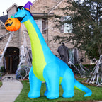COMIN Halloween Inflatables 10 FT Tall Dinosaurs Eating Pumpkin Blow Up Yard Decoration with Built-in LED for Yard Garden Party Lawn