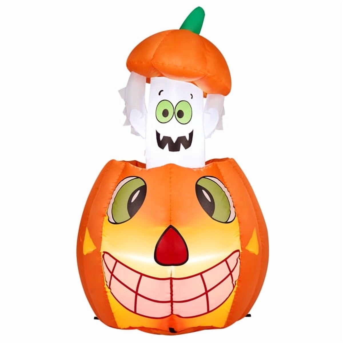 2.8FT Halloween Inflatable Animated Pumpkin Ghost, 2 White LED Lights, Weather-Resistant Polyester, for Small Spaces/Accent Decor