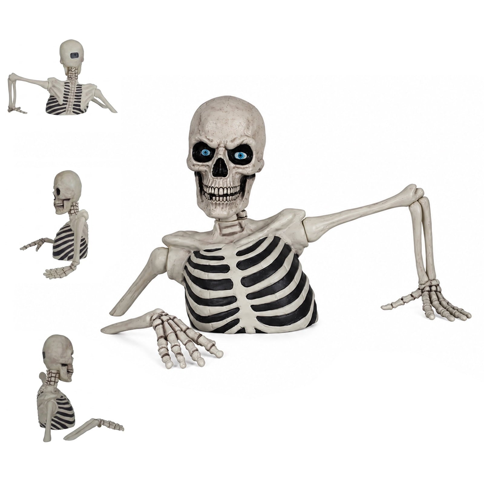 Clearance Halloween Decorations Skeletons, Giant Ground Breaking Skeleton with LCD Eyes, Spooky Haunted Home Halloween Decorations Outdoor for Yard, Patio & Front Porch