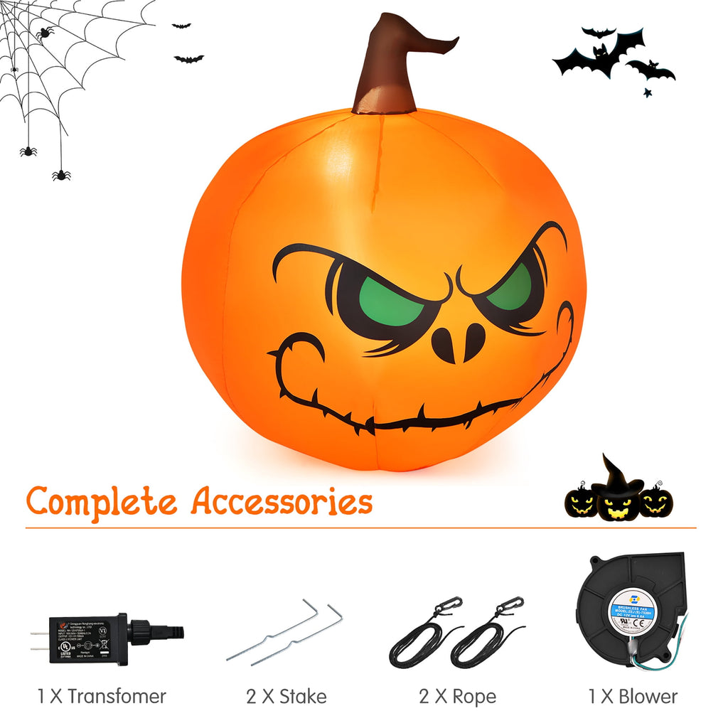 Costway 4 FT Halloween Inflatable Pumpkin Large Blow up with Build-in LED Light