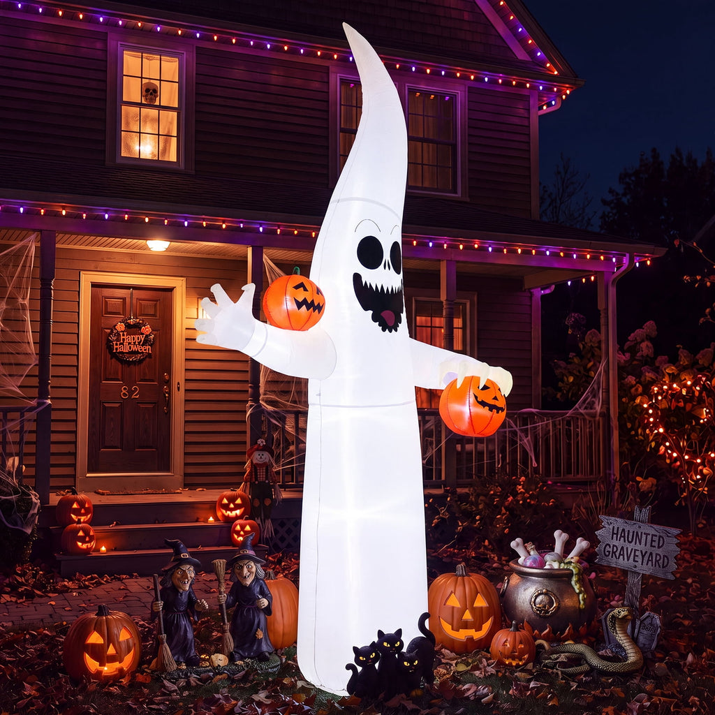 VETPW Halloween Inflatable, 10 FT Giant Ghost Pumpkin Arch Inflatable Decoration with LED Light for Outdoor, Holiday, Party, Yard, Garden Patio Lawn Outside Decor