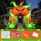 12FT Giant Halloween Pumpkin Arch Inflatable with LED Lights, Scary Blow-Up Decoration for Lawn, Garden, and Yard Holiday Party