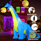 COMIN Halloween Inflatables 10 FT Tall Dinosaurs Eating Pumpkin Blow Up Yard Decoration with Built-in LED for Yard Garden Party Lawn