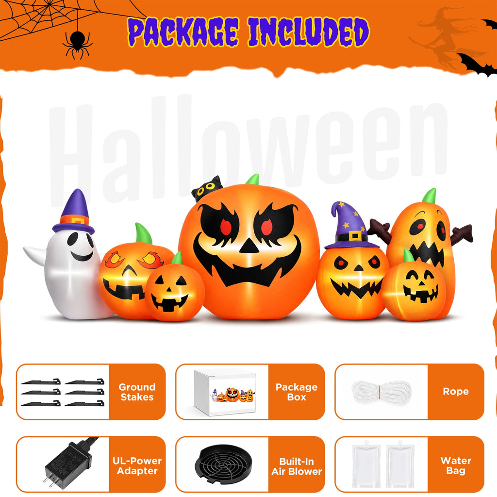 7.9FT Halloween Inflatable Pumpkin Ghost with Lights, Halloween Blow Ups Outdoor Decoration for Home Party