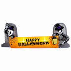 9.6FT Halloween Inflatable Skeleton Tombstone Banner, Built-in 4 White LED Lights, Quick Inflation for Yard/Patio/Party